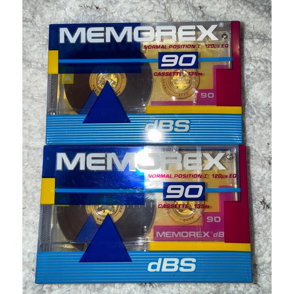 Memorex dBS 90 Blank Audio Cassette Tapes 2-Pack Sealed Normal Bias Type I 135m